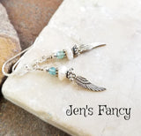 Apatite & Pearl Wing Earrings Sterling Silver