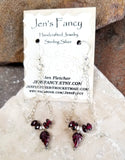 Garnet Leaf Chandelier Earrings Sterling Silver