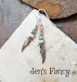 Apatite & Pearl Wing Earrings Sterling Silver