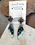 Butterfly Enameled Art Earrings Long Boho