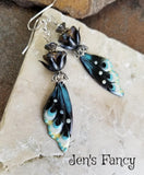 Butterfly Enameled Art Earrings Long Boho