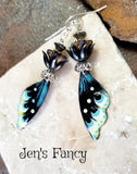 Butterfly Enameled Art Earrings Long Boho