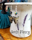 Longhorn Steer Skull Earrings Sterling Silver Southwestern Jewelry