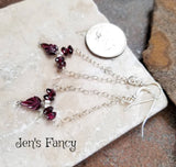 Garnet Leaf Chandelier Earrings Sterling Silver