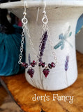 Garnet Leaf Chandelier Earrings Sterling Silver