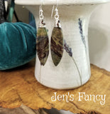 Dragon Bloodstone Earrings Sterling Silver Wire Wrapped with Tiger Iron