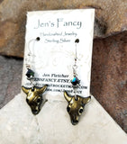 Longhorn Steer Skull Earrings Sterling Silver Southwestern Jewelry
