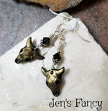 Longhorn Steer Skull Earrings Sterling Silver Southwestern Jewelry
