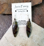 Dragon Bloodstone Earrings Sterling Silver Wire Wrapped with Tiger Iron