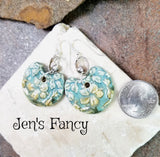 Floral Porcelain Earrings Pearl Sterling Silver