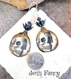 Gothic Long Skull Earrings Sterling Silver