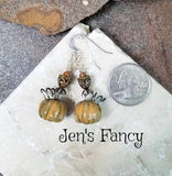 Fall Autumn Pumpkin Thanksgiving Earrings Sterling Silver Jewelry