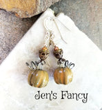 Fall Autumn Pumpkin Thanksgiving Earrings Sterling Silver Jewelry