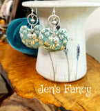 Floral Porcelain Earrings Pearl Sterling Silver
