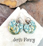 Floral Porcelain Earrings Pearl Sterling Silver