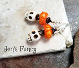 Goblin Skull Porcelain Halloween Earrings Sterling Silver & Brass Handcrafted Jewelry