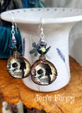 Gothic Long Skull Earrings Sterling Silver
