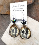 Gothic Long Skull Earrings Sterling Silver