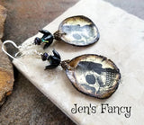 Gothic Long Skull Earrings Sterling Silver
