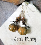 Fall Autumn Pumpkin Thanksgiving Earrings Sterling Silver Jewelry