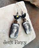 Lady Ghost Halloween Gothic Earrings Porcelain & Sterling Silver