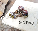 Fall Pumpkin Porcelain Earrings Sterling Silver & Brass