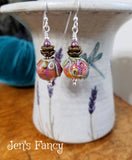 Halloween Pumpkin Earrings Art Glass Brass & Sterling Silver