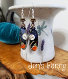 Fall Pumpkin Earrings Art Enameled Brass & Sterling Silver