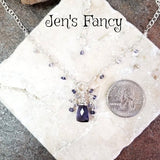 Iolite Gemstone Briolette Necklace Sterling Silver Wire Wrapped with Iolite Drops