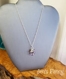 Amethyst Gemstone Cluster Briolette Necklace Sterling Silver Tiger Eye Iolite