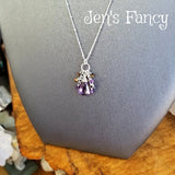 Amethyst Gemstone Cluster Briolette Necklace Sterling Silver Tiger Eye Iolite