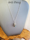 Labradorite Briolette Gemstone Cluster Necklace Sterling Silver with Garnet & Moonstone