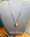 Carnelian Briolette Necklace Sterling Silver Wire Wrapped with Azurite & Lapis Lazuli
