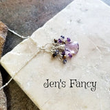 Amethyst Gemstone Cluster Briolette Necklace Sterling Silver Tiger Eye Iolite