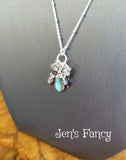 Labradorite Briolette Gemstone Cluster Necklace Sterling Silver with Garnet & Moonstone