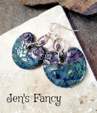 Floral Porcelain Earrings Amethyst & Sterling Silver