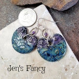 Floral Porcelain Earrings Amethyst & Sterling Silver