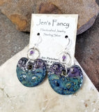 Floral Porcelain Earrings Amethyst & Sterling Silver