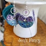 Floral Porcelain Earrings Amethyst & Sterling Silver