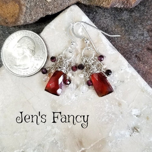 Garnet sale cluster earrings