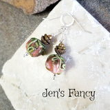 Fall Pumpkin Earrings Art Glass Sterling Silver