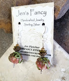 Fall Pumpkin Earrings Art Glass Sterling Silver