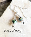 Azurite & Pearl Dangle Earrings Sterling Silver