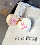 Valentine's Day Conversation Heart Earrings Sterling Silver