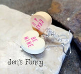 Valentine's Day Conversation Heart Earrings Sterling Silver