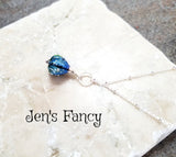 Rosebud Floral Necklace Lampwork Art Glass Sterling Silver