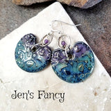 Floral Porcelain Earrings Amethyst & Sterling Silver