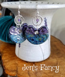 Floral Porcelain Earrings Amethyst & Sterling Silver