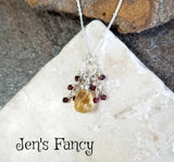 Citrine Briolette Necklace with Garnet Sterling Silver