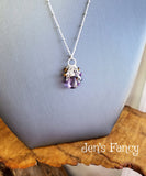 Amethyst Gemstone Cluster Briolette Necklace Sterling Silver Tiger Eye Iolite